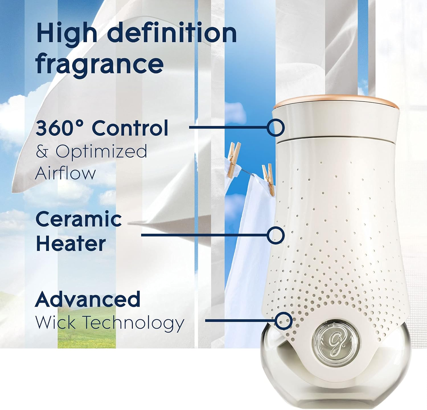 Glade Plugins Refills Air Freshener Starter Kit, Scented and Essential Oils for Home and Bathroom, Clean Linen, 1.34 Fl Oz, 1 Warmer + 2 Refills - Image 6