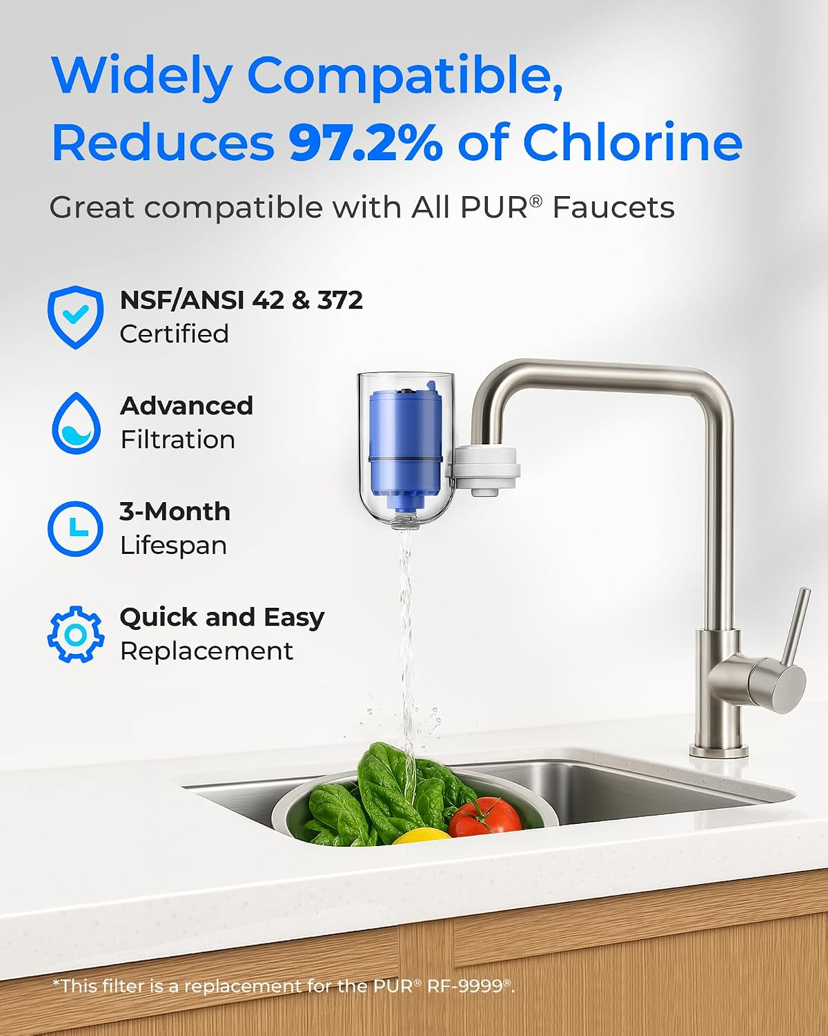 Waterdrop C08A Water Filter Replacement for PUR® Faucet Filter, 1 Pack - Image 2